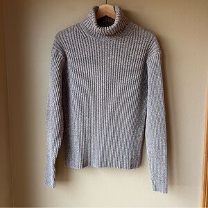 Vintage Y2K GAP Turtleneck Sweater Women’s L Gray Ribbed Thick Knit Preppy